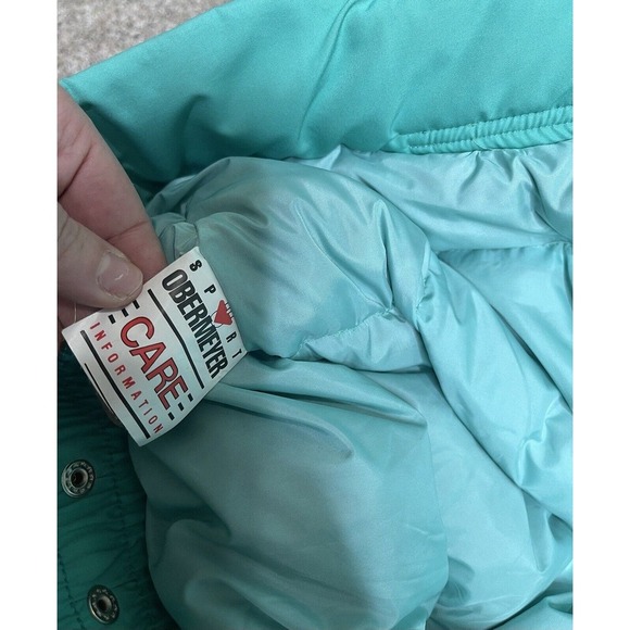Vintage Obermeyer Ski Jacket Women's Size 16 Teal Green PUFFER Zip Button - Picture 4 of 16